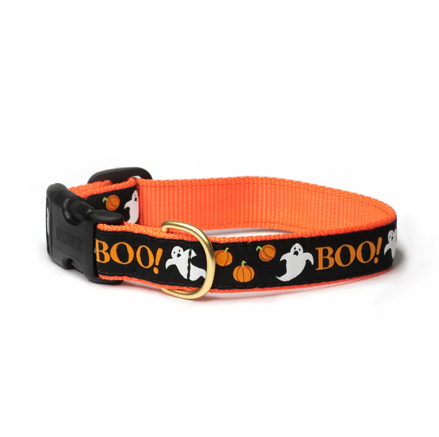 Up Country Boo Halloween Dog Collar (Large (15-21”) 1" wide)
