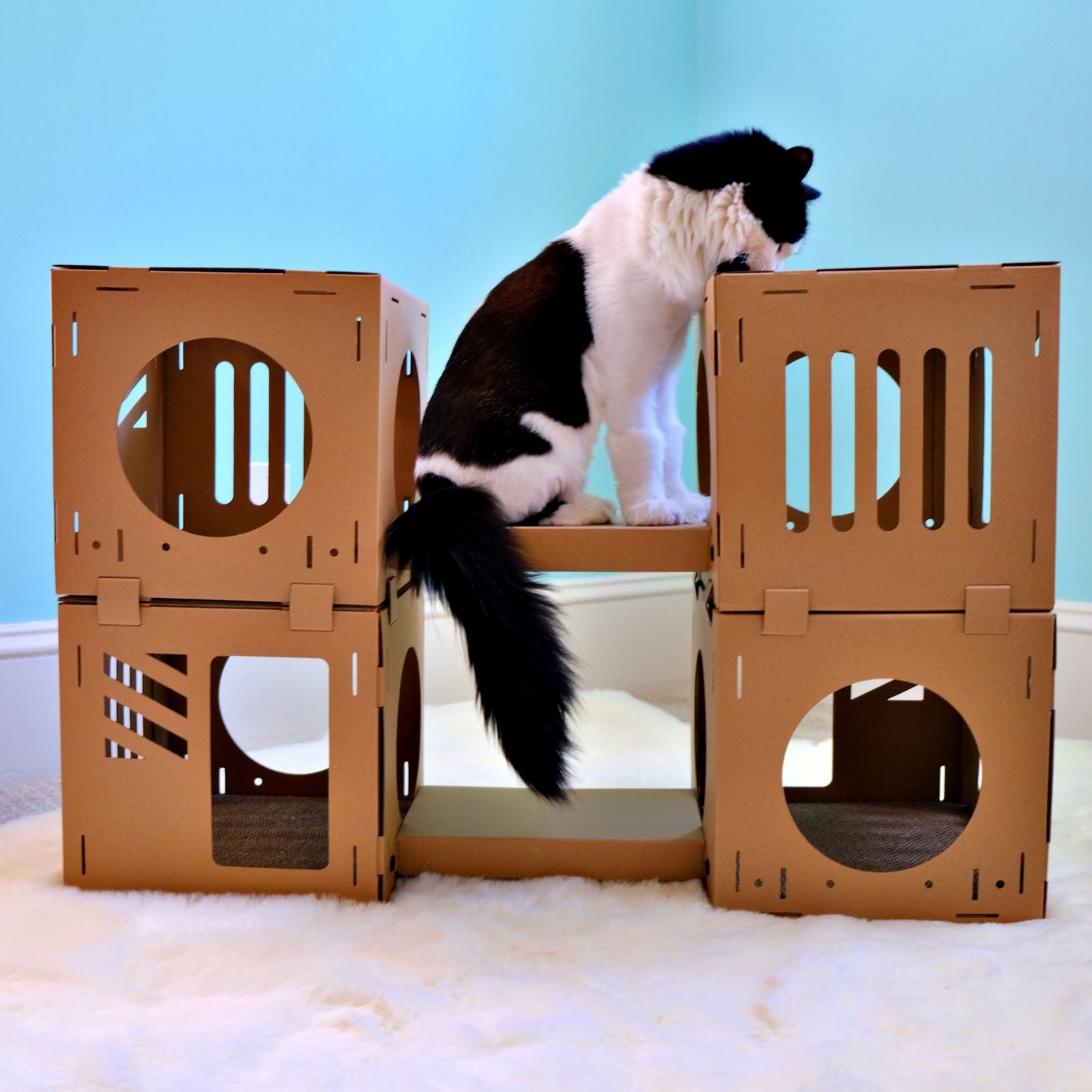 Midlee Cardboard Cat Climbing House Furniture- 2 Tower w/Scratching Pads