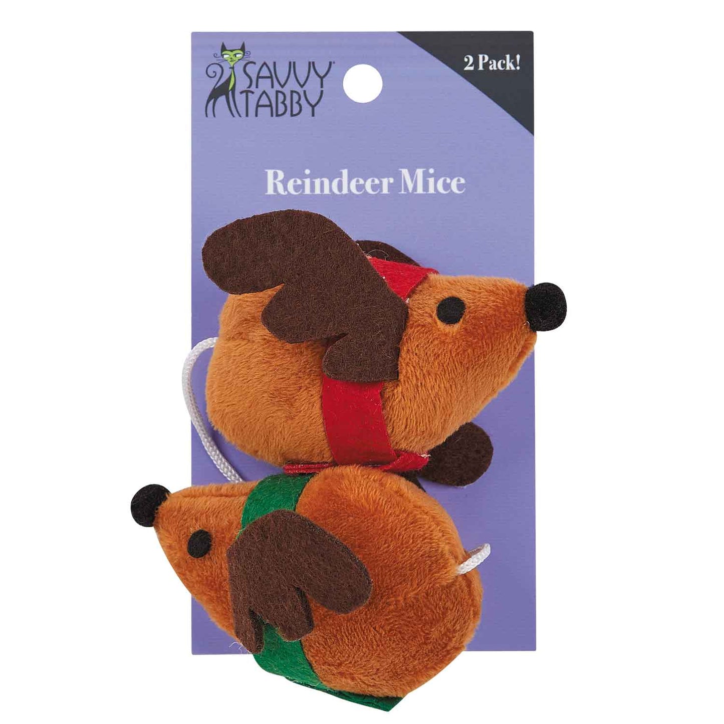 Savvy Tabby 2-pack Reindeer Catnip Mice Cat Toy