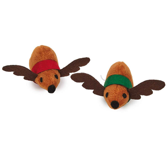 Savvy Tabby 2-pack Reindeer Catnip Mice Cat Toy