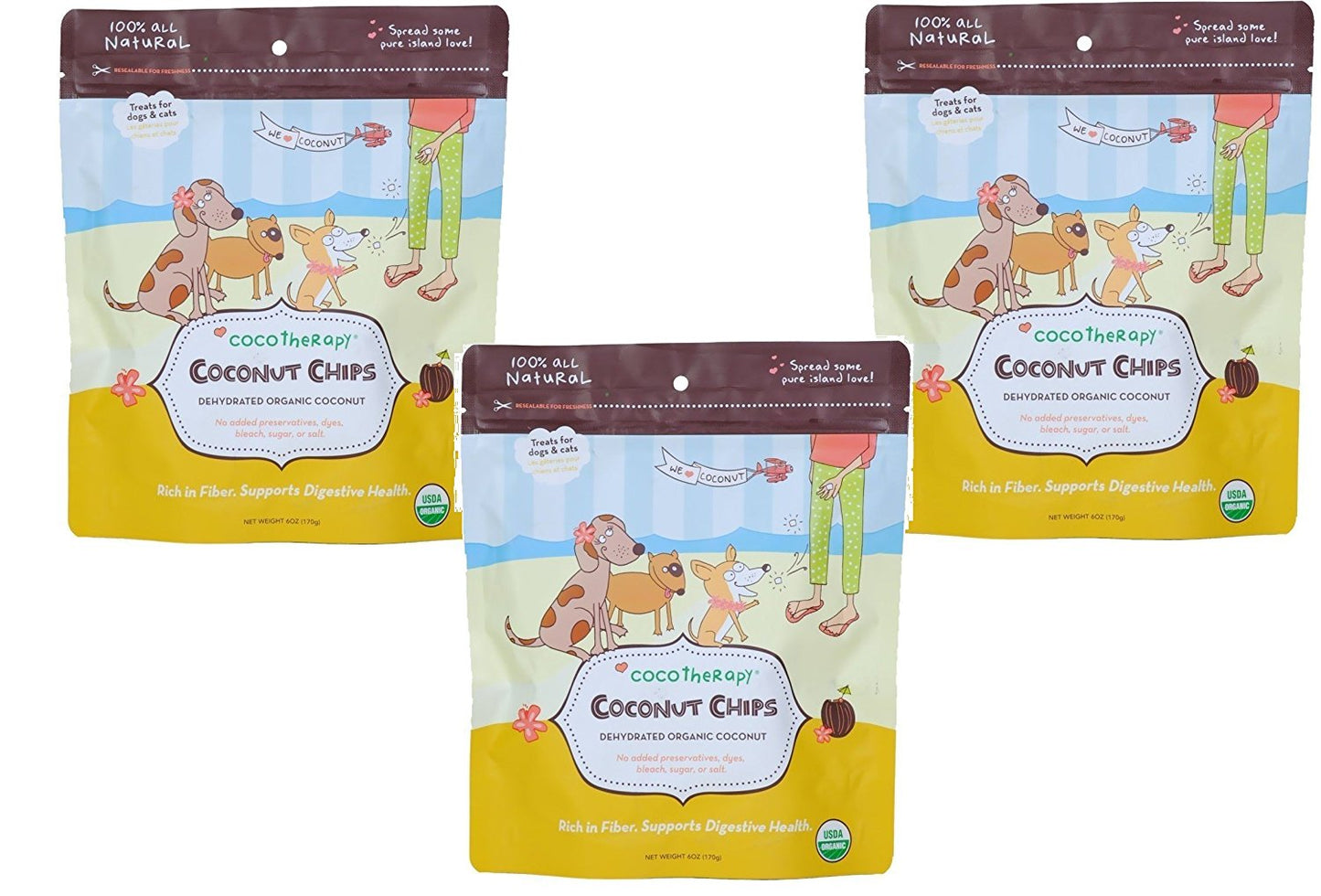 CoCoTherapy Coconut Chips - 6 oz Each (3 Pack)