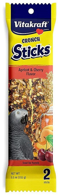 Vitakraft Crunch Sticks Apricot & Cherry Parrot Treats - 5.5 oz (2 Pack)