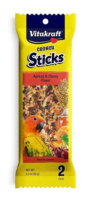 Vitakraft Crunch Sticks Apricot & Cherry Conure Treats - 3.5 oz (2 Pack)