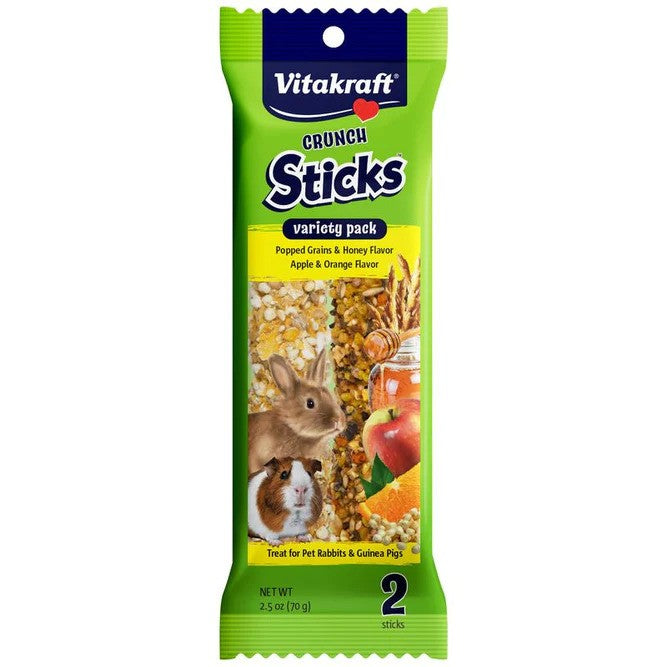 Vitakraft Crunch Sticks Rabbit & Guinea Pig Treats Variety Pack - Popped Grains & Apple - 2.5 oz(2 Pack)