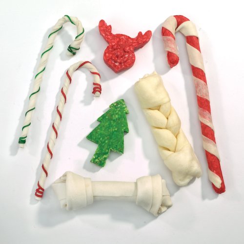 Ranch Rewards Rawhide Holiday Dog Stocking, Large, 7-Pack