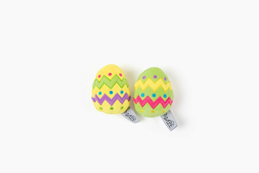 Midlee Easter Egg Cat Toys with Catnip, Plush, Green and Yellow, 2 Pack