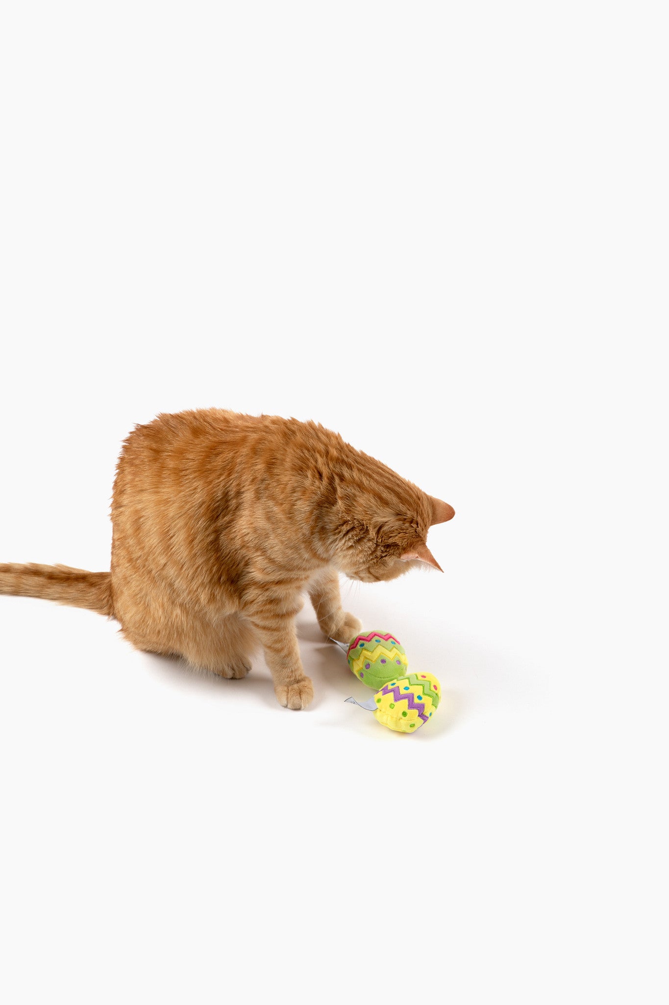 Midlee Easter Egg Cat Toys with Catnip, Plush, Green and Yellow, 2 Pack
