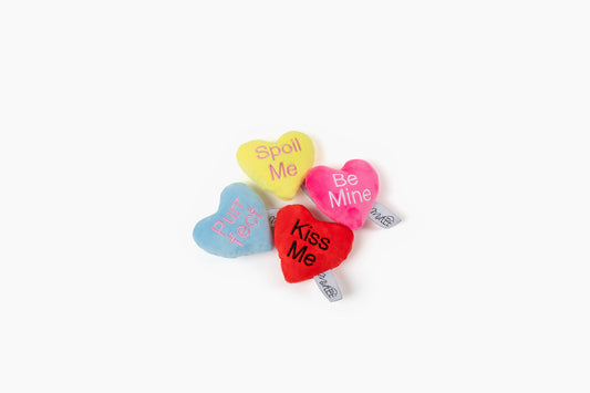 Midlee Candy Heart Valentine's Cat Toy with Catnip, Plush, 4 Pack, Valentine's Day Theme