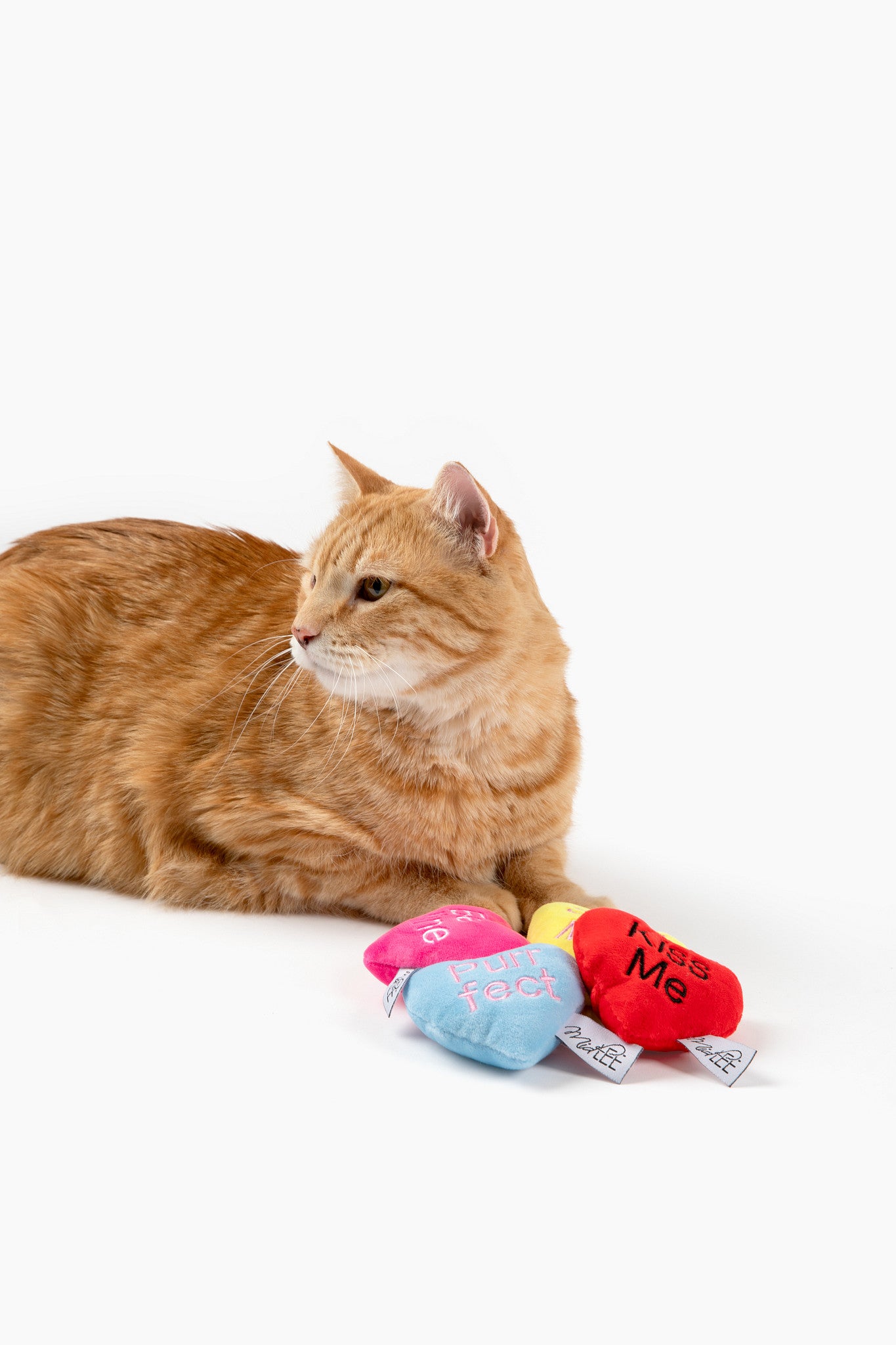 Midlee Candy Heart Valentine's Cat Toy with Catnip, Plush, 4 Pack, Valentine's Day Theme