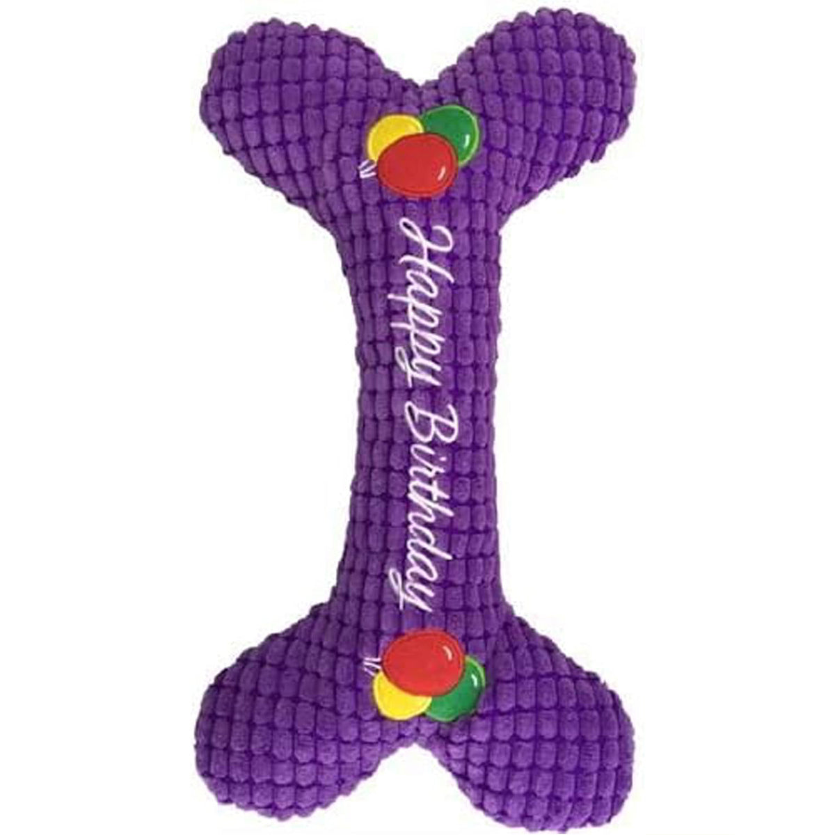 Petlou Pet Plush Chewy Squeaky Happy Birthday Bone - 10"