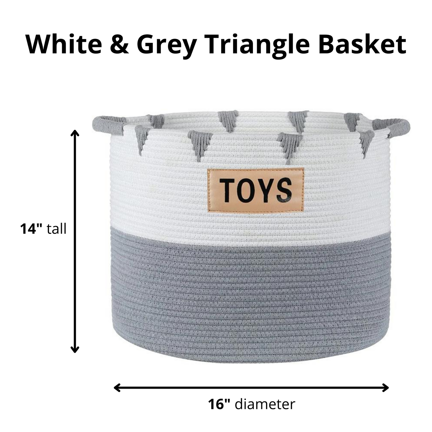 Midlee White & Grey Triangle Toys Basket