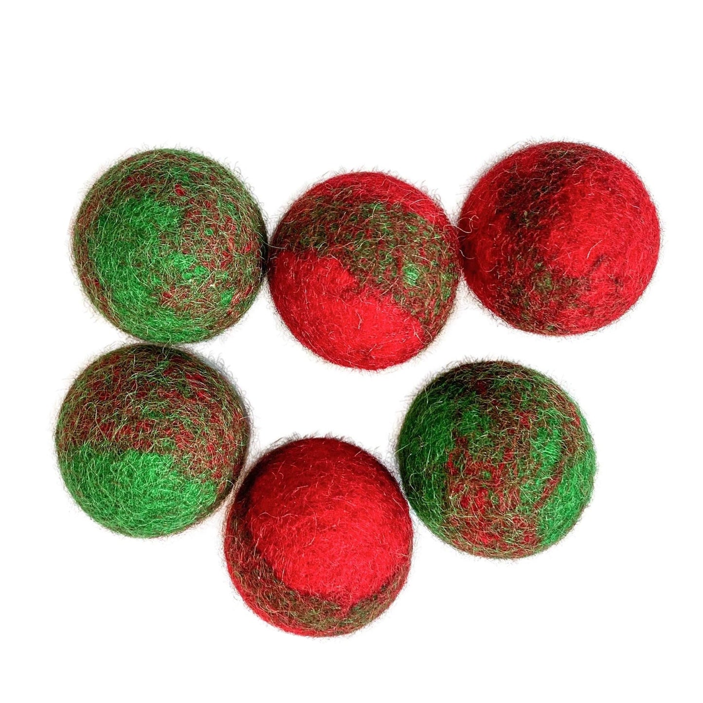 Midlee Wool Felt Multi Colored Balls Filled Candy Cane Cat Toys