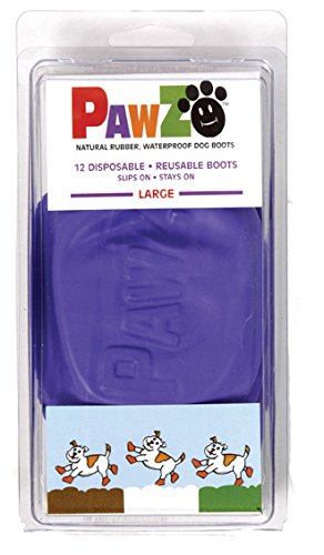 Pawz Purple Waterproof Dog Boots, Large (12 Disposable-reusable Boots)