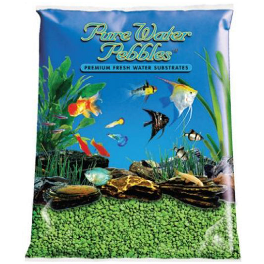 Pure Water Pebbles Aquarium Gravel - Neon Green - 5 lbs (3.1-6.3 mm Grain)