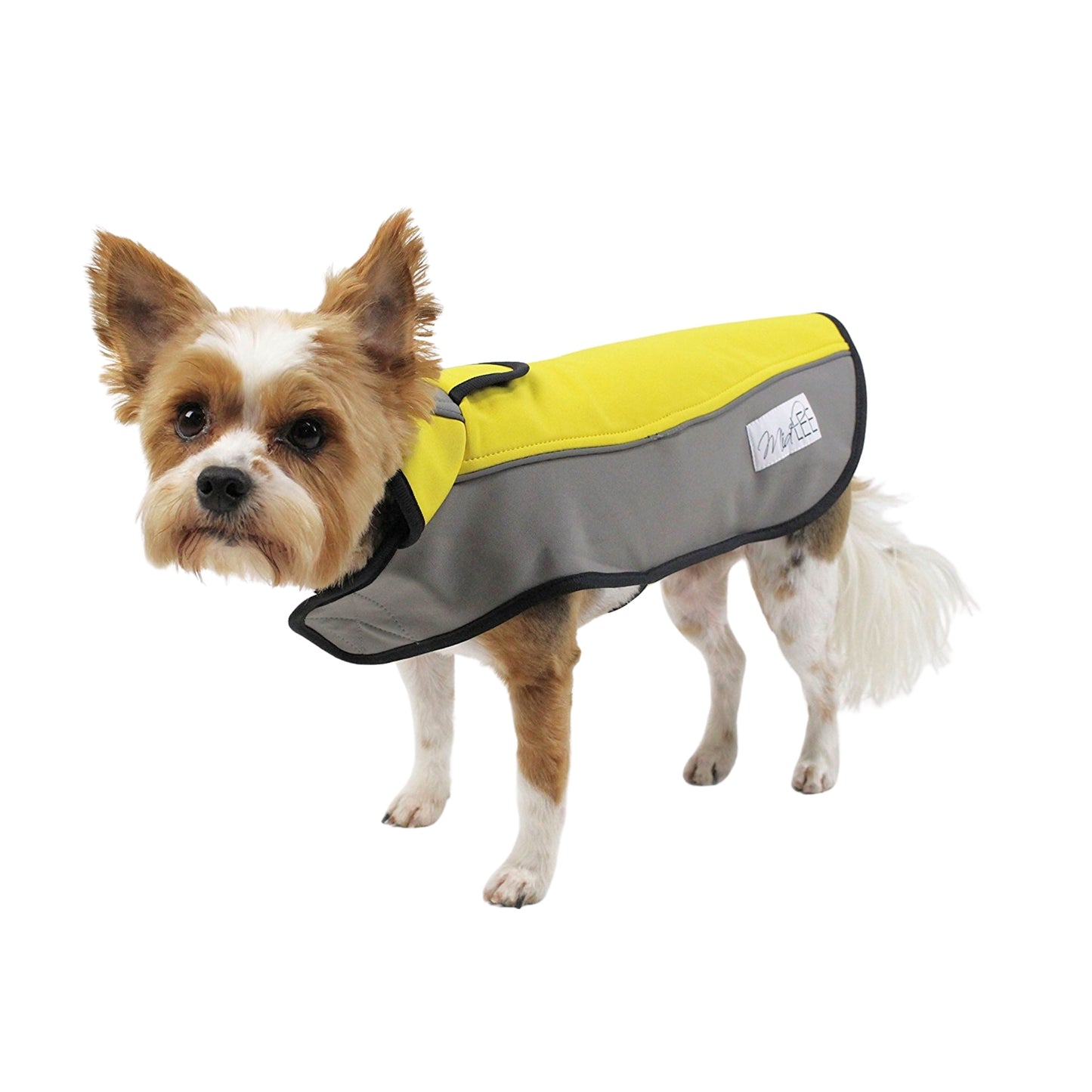 Midlee Waterproof Cold Weather Gray & Yellow Winter Dog Jacket