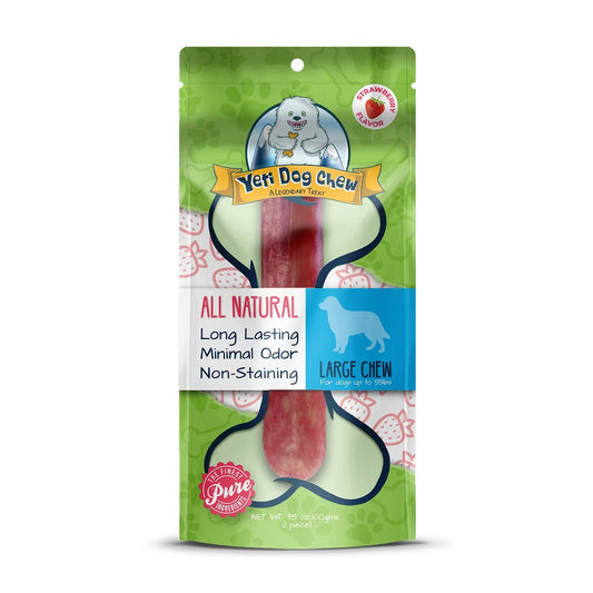 Yeti Dog Chew Strawberry Dog Chews Treats- Large, 3.5 oz