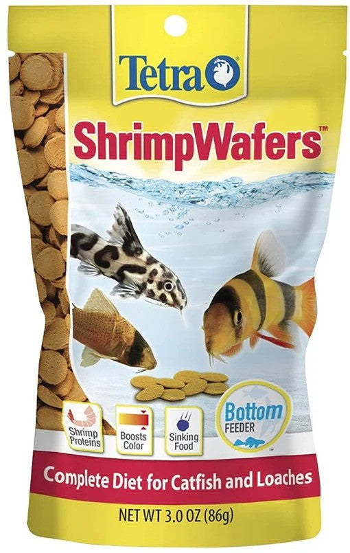 Tetra Shrimp Wafers with Color Enhancer Daily Diet for Catfish and Loaches - 3 Oz