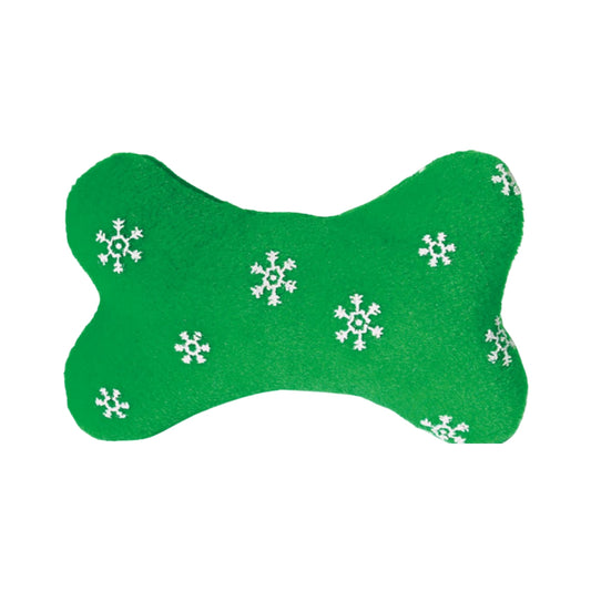 Zanies Plush Blizzard Bones Dog Toy, Large, Green