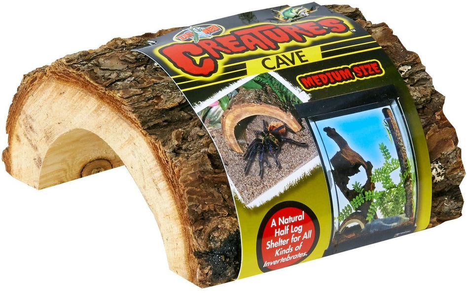 Zoo Med Creatures Cave Natural Half Log for Sleeping and Hiding - Medium