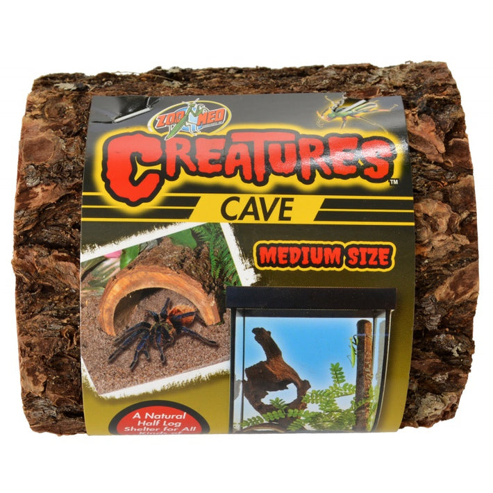 Zoo Med Creatures Cave Natural Half Log for Sleeping and Hiding - Medium