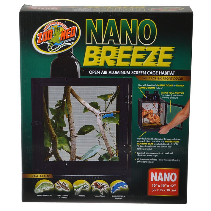 Zoo Med Nano Breeze Aluminum Screen Cage Habitat (10"L x 10"W x 12"H)