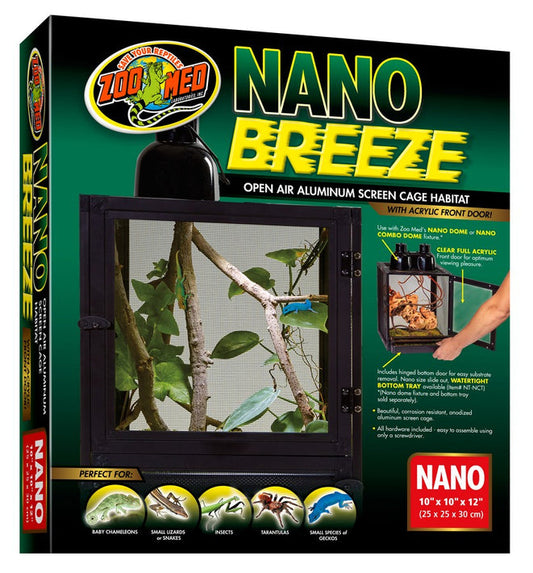 Zoo Med Nano Breeze Aluminum Screen Cage Habitat (10"L x 10"W x 12"H)