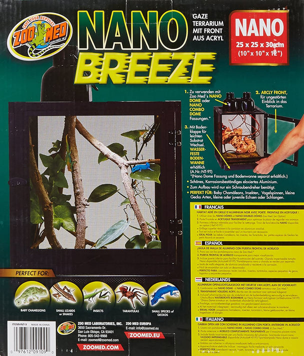 Zoo Med Nano Breeze Aluminum Screen Cage Habitat (10"L x 10"W x 12"H)