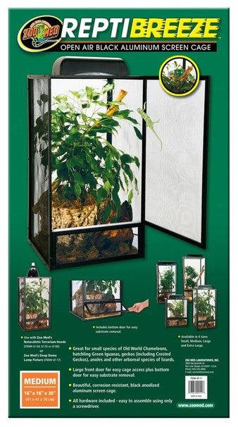 Zoo Med Reptibreeze Open Air Aluminum Screen Black Cage - Medium - DS