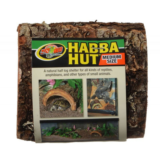 Zoo Med Habba Hut Natural Half Log with Bark Shelter - Medium