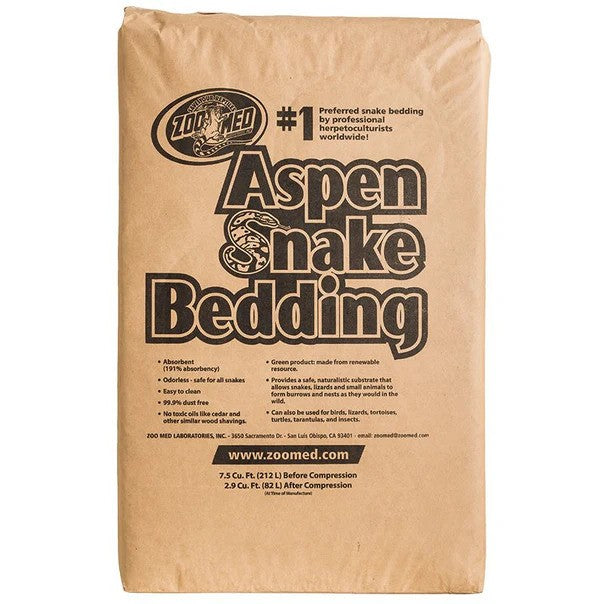 Zoo Med Aspen Snake Bedding Odorless and Safe for Snakes, Lizards, Turtles, Birds, Small Pets and Insects - 7.5 Cu Ft