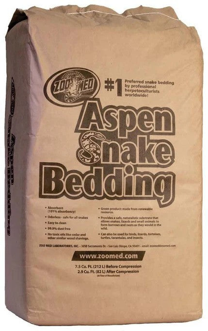 Zoo Med Aspen Snake Bedding Odorless and Safe for Snakes, Lizards, Turtles, Birds, Small Pets and Insects - 7.5 Cu Ft