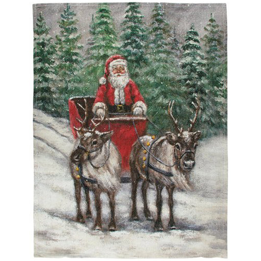 Primitives By Kathy Santa's Sleigh Christmas Towel