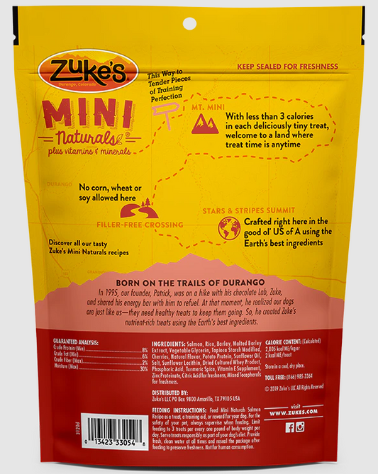 Zukes Mini Naturals Dog Treat - Savory Salmon Recipe- 1lb