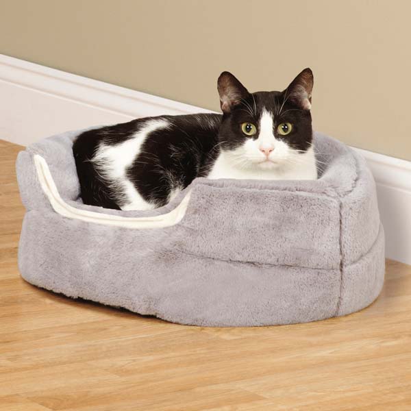 Slumber Pet ThermaPet Bolster Hideaway Round Nest Warm Cuddler Bed - Gray