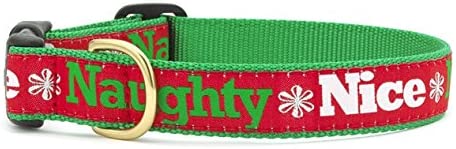 Up Country Naughty and Nice Holiday Dog Collar Large (15-21”); Wide 1”