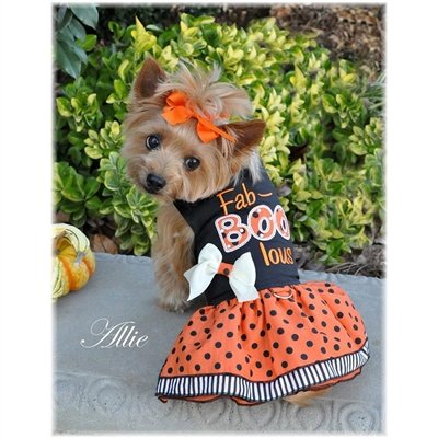 DOGGIE DESIGN Holiday Dog Harness Halloween Dress - Fab-Boo-lous (L)