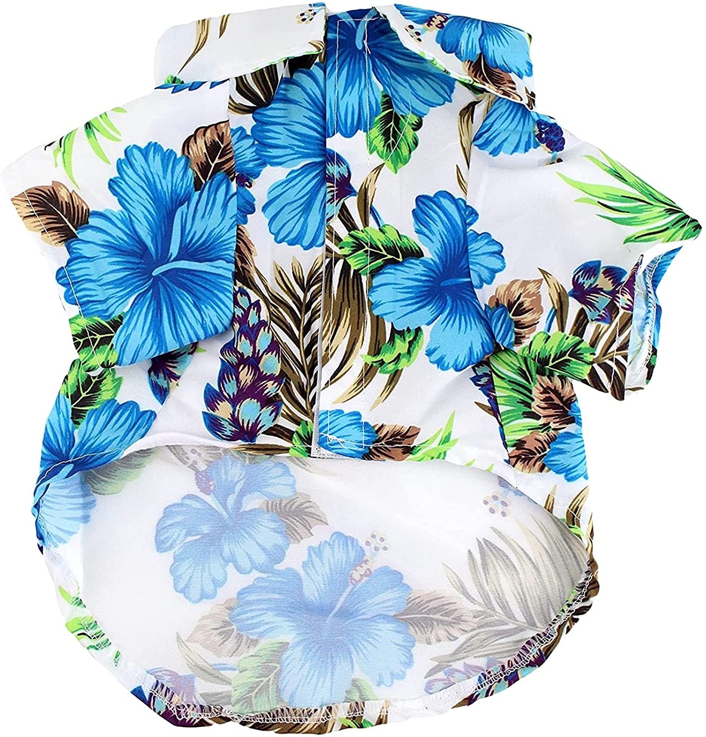 Midlee Blue Hibiscus Hawaiian Dog Shirt (Medium)