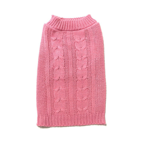 Midlee Cable Knit Dog Sweater - Pink