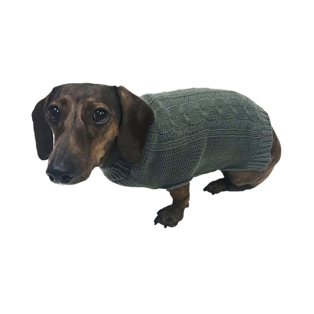 Midlee Cable Knit Dog Sweater (Gray)