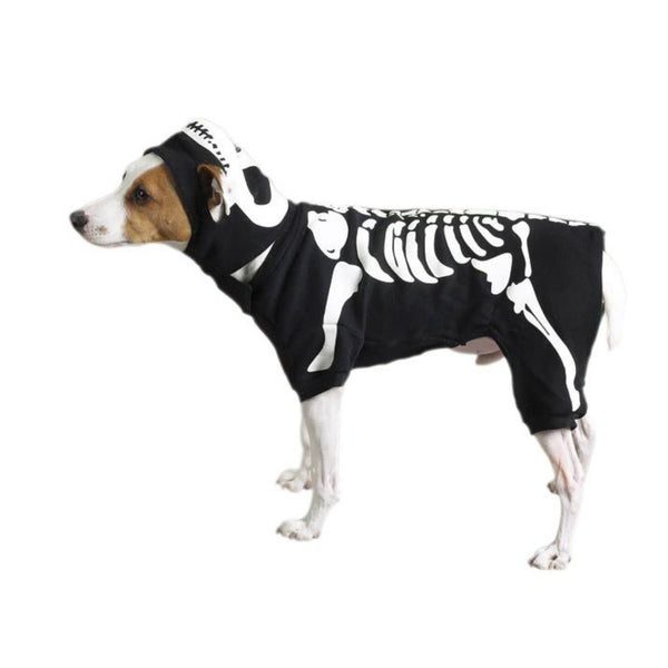 Casual Canine Black and White Cotton Glow Bones Dog Costume, Medium, 16-Inch