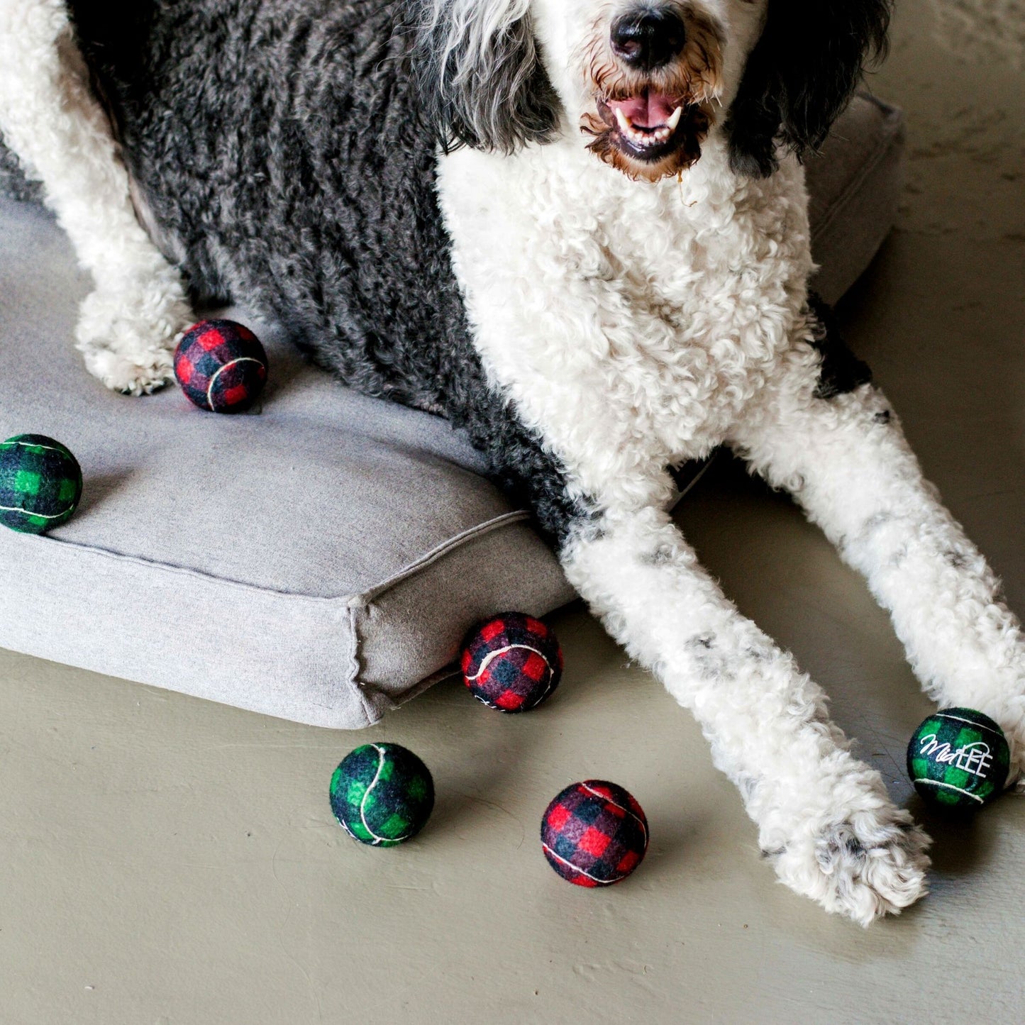 Midlee Dog Christmas Plaid Tennis Balls